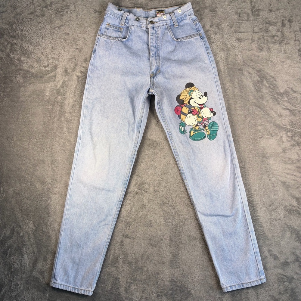 Disney VTG Mickey Jerry Leigh Graphic Jeans Womens 7 Blue Light Wash Made in USA
